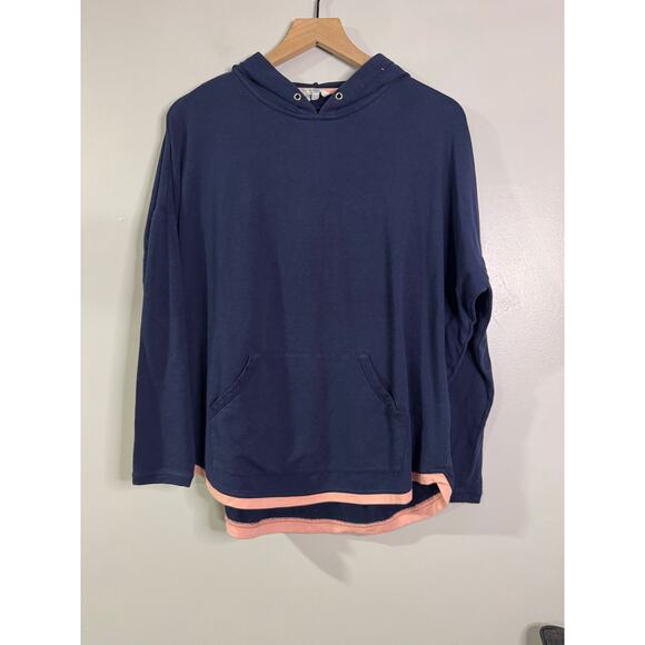 Boden modal blue hoodie with light pink accent size 6 - Picture 1 of 5